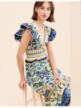 Farm Rio Ocean Tapestry Dress